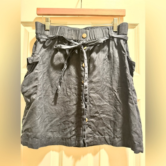 MICHAEL STARS EUC SZ M MARTINA LINEN SKIRT IN ADMIRAL (NAVY) - Picture 4 of 6